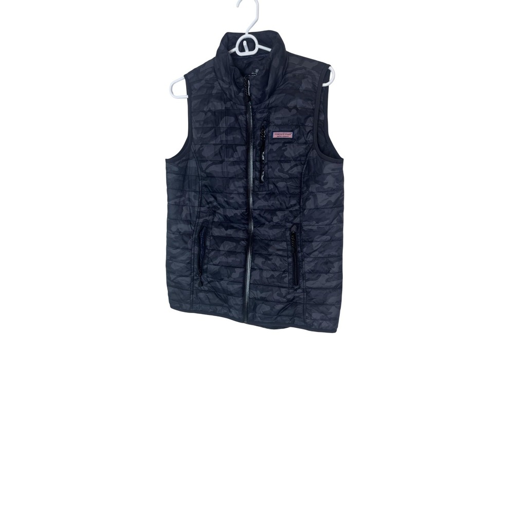 Vineyard Vines Vest Mens Medium Gray Camo Performance Quilted Insulated Outdoor